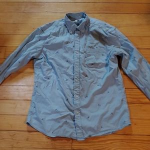 Light blue button down with birds medium